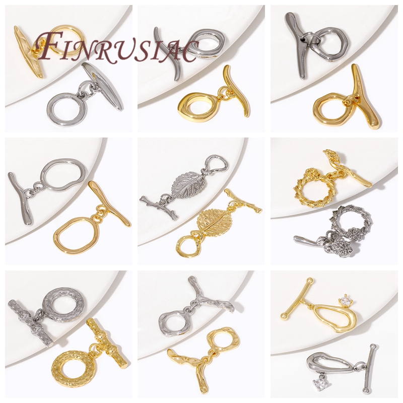 Toggle Clasp Gold - 2/4 قطعة 18K مطلية بالذهب تبديل