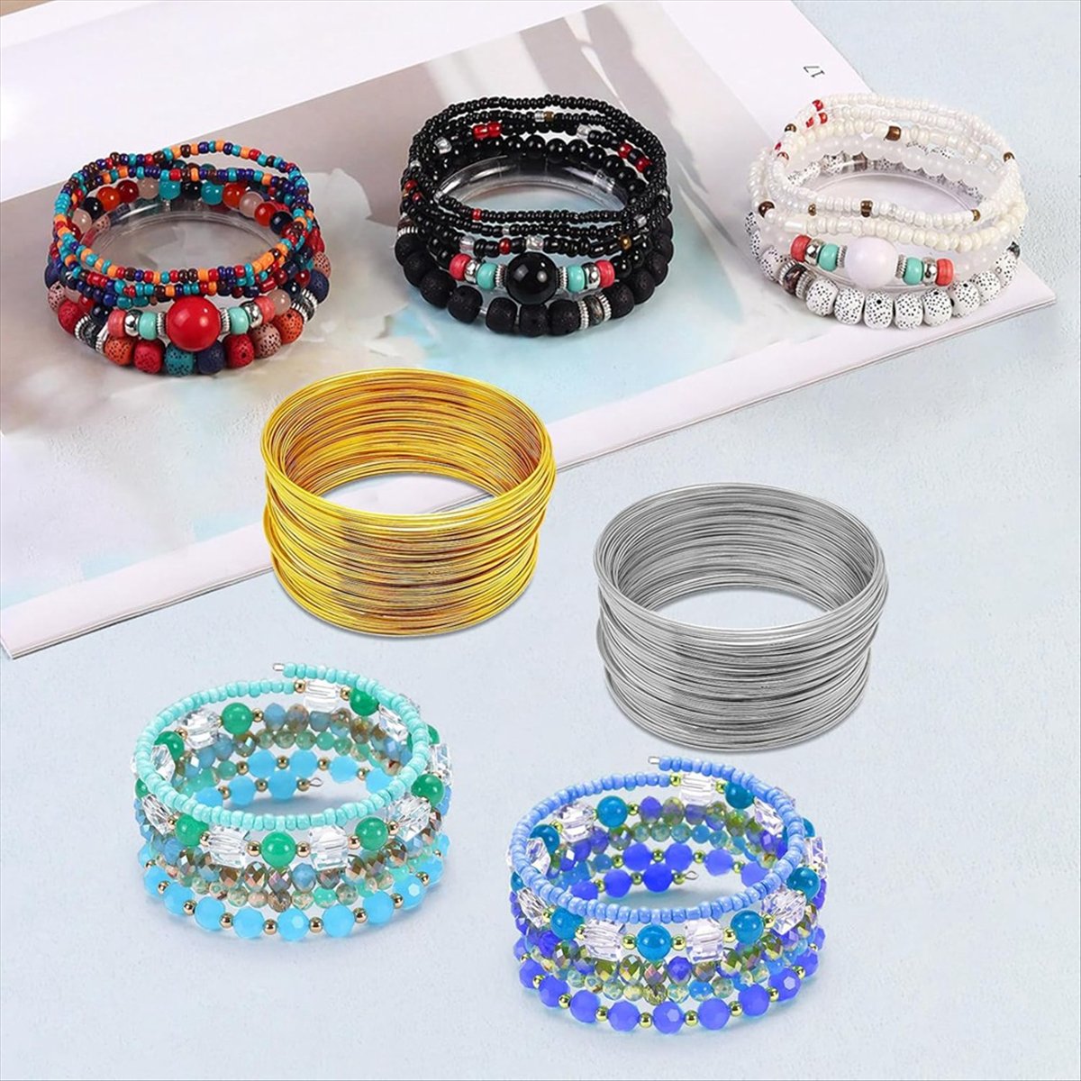 Memory Wire Bracelet - سلك معدني مرن ABJS لصناعة المجوهرات،