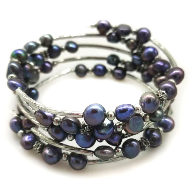 33 بوصة 7-8 ملم قوس قزح لؤلؤ ا - مراجعة Memory Wire Bracelet وسعره