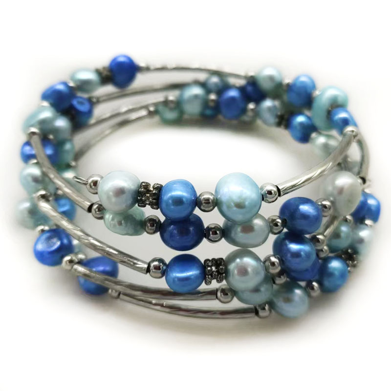 33 بوصة 7-8 ملم قوس قزح لؤلؤ ا - مراجعة Memory Wire Bracelet وسعره